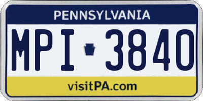 PA license plate MPI3840