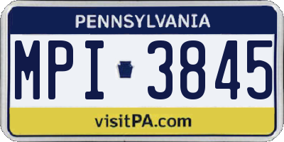 PA license plate MPI3845