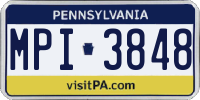 PA license plate MPI3848