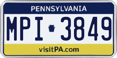 PA license plate MPI3849