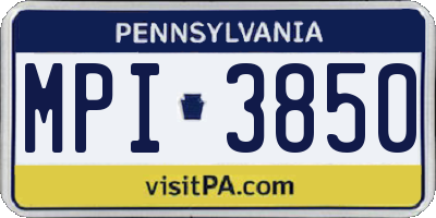 PA license plate MPI3850