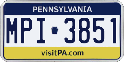 PA license plate MPI3851