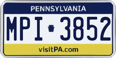 PA license plate MPI3852