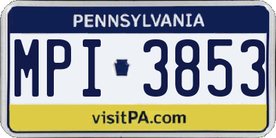 PA license plate MPI3853