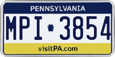 PA license plate MPI3854