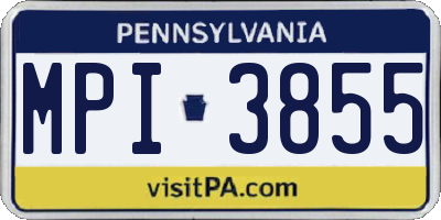 PA license plate MPI3855