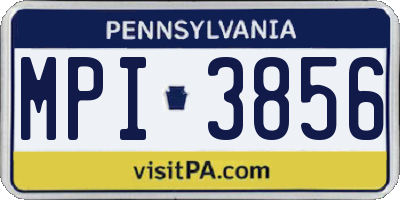 PA license plate MPI3856