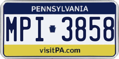 PA license plate MPI3858