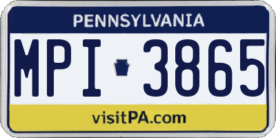 PA license plate MPI3865
