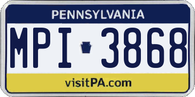 PA license plate MPI3868
