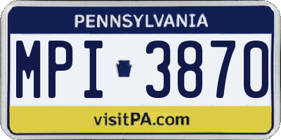 PA license plate MPI3870