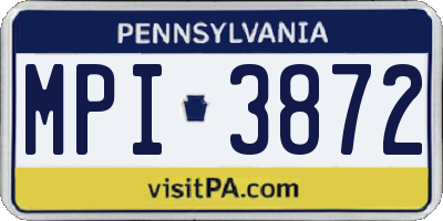 PA license plate MPI3872
