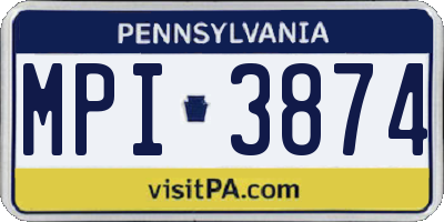 PA license plate MPI3874