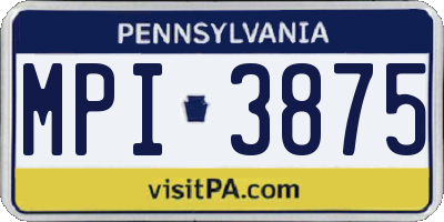 PA license plate MPI3875