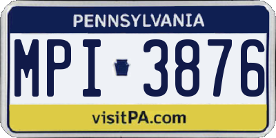 PA license plate MPI3876