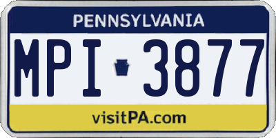 PA license plate MPI3877