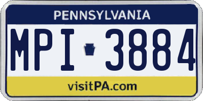 PA license plate MPI3884