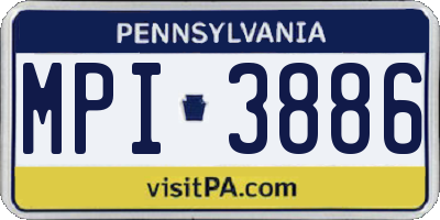 PA license plate MPI3886