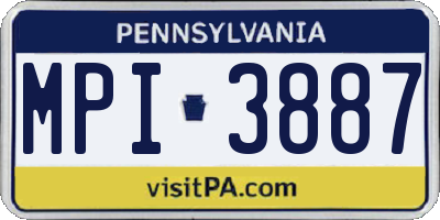 PA license plate MPI3887