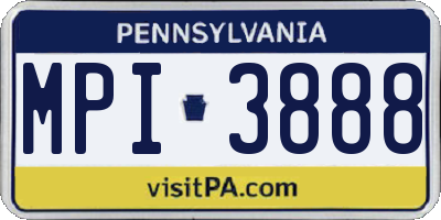 PA license plate MPI3888