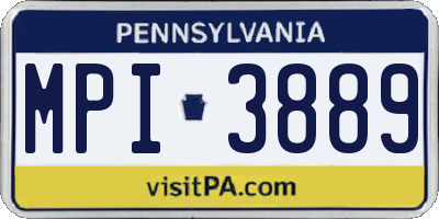 PA license plate MPI3889