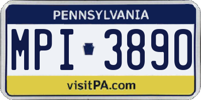 PA license plate MPI3890