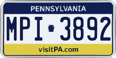 PA license plate MPI3892