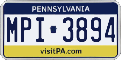 PA license plate MPI3894