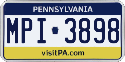 PA license plate MPI3898
