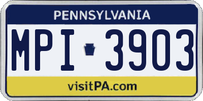 PA license plate MPI3903