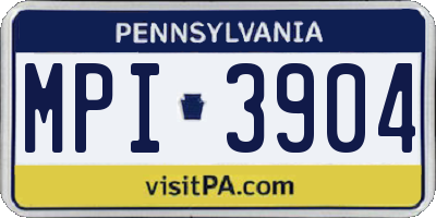 PA license plate MPI3904