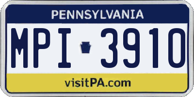 PA license plate MPI3910