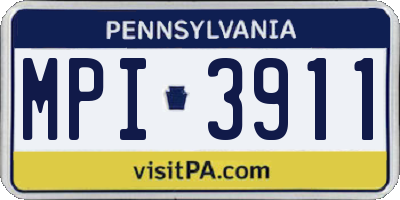 PA license plate MPI3911
