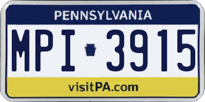 PA license plate MPI3915