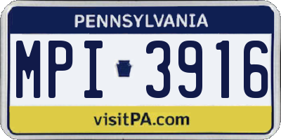 PA license plate MPI3916