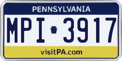 PA license plate MPI3917