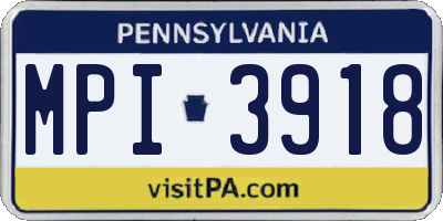 PA license plate MPI3918