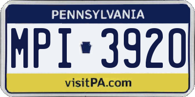 PA license plate MPI3920