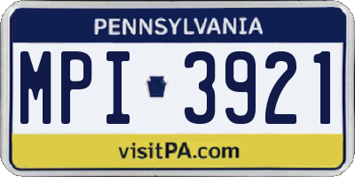 PA license plate MPI3921