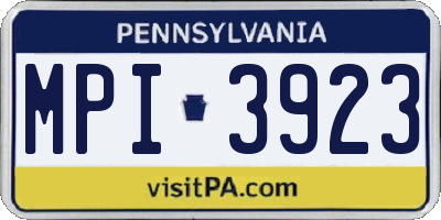 PA license plate MPI3923