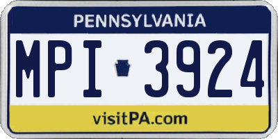 PA license plate MPI3924