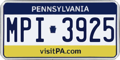 PA license plate MPI3925