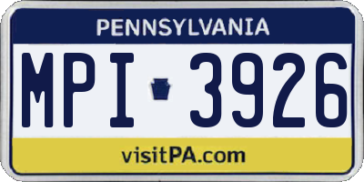 PA license plate MPI3926