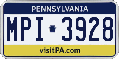 PA license plate MPI3928