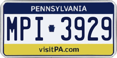 PA license plate MPI3929