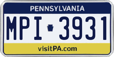 PA license plate MPI3931