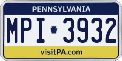 PA license plate MPI3932