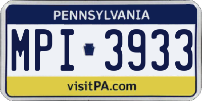 PA license plate MPI3933