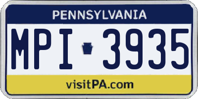 PA license plate MPI3935