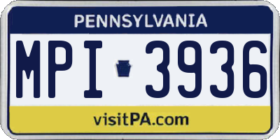 PA license plate MPI3936